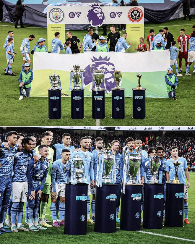 曼城再次夺得英超冠军，刷新多项纪录